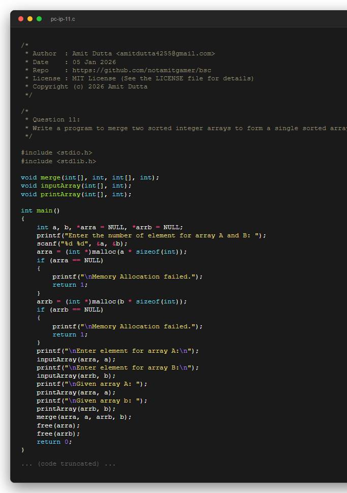 Question 11: Write a program to merge two sorted integer arrays to form a single sorted array.